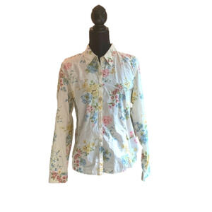 Liz Claiborne Cottagecore Floral Snakeprint Cotton Blouse